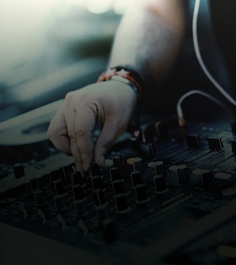 Musician using audio equipment